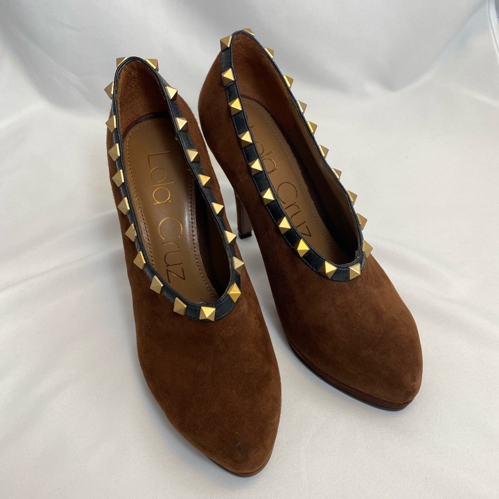 Lola Cruz Suede Studded Heels
